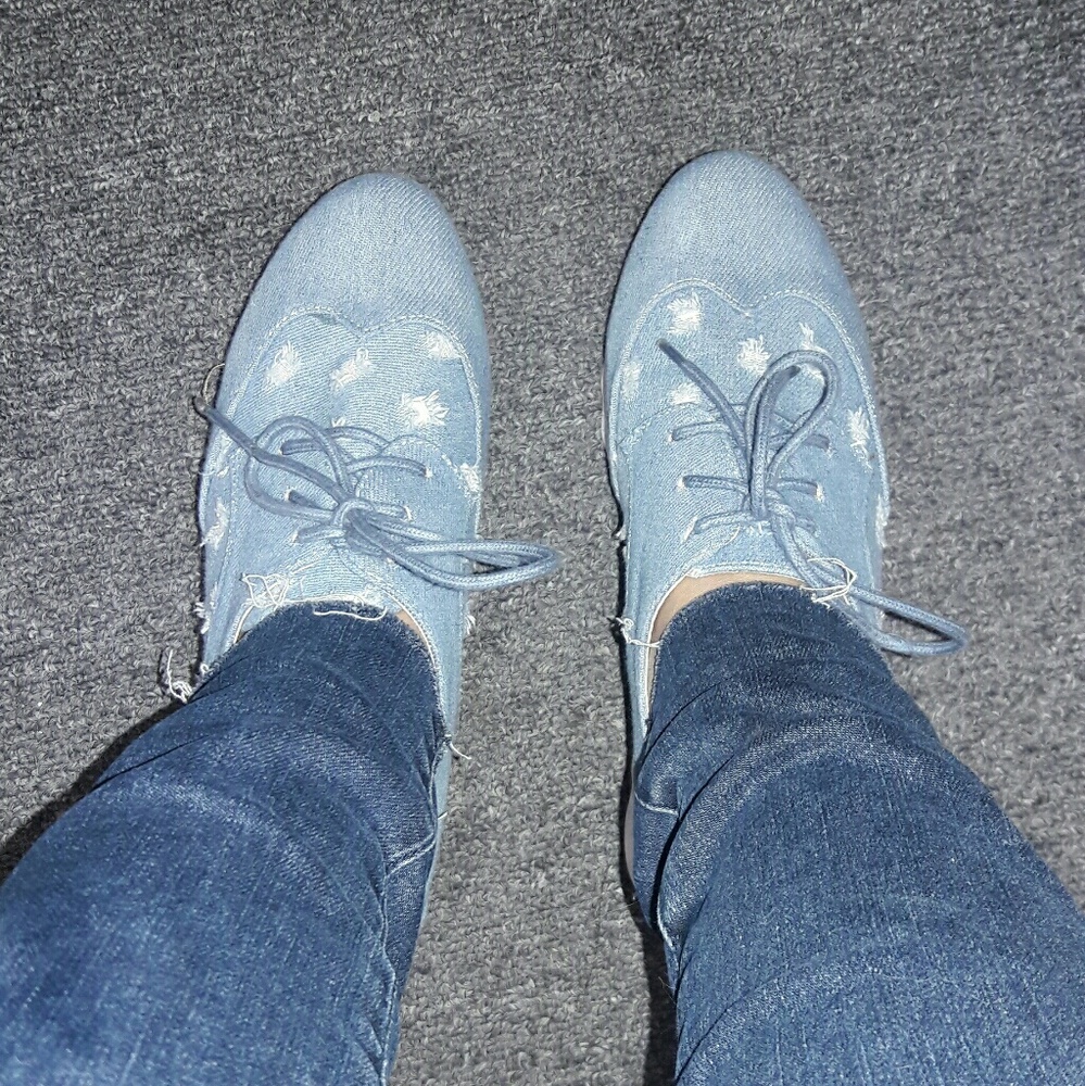 🚨Last Pair🆕 Denim Ripped Platform Creepers - Picture 4 of 6