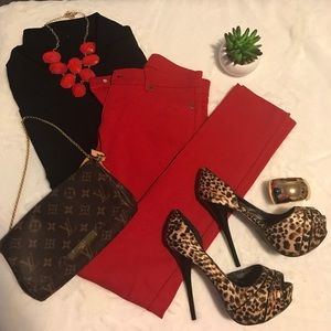 Red stretchy pants size M