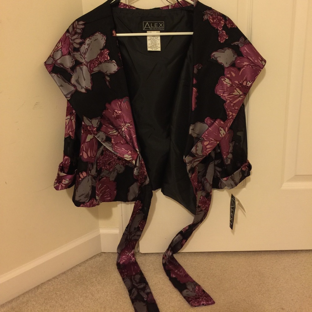Alex Evenings Purple Floral Jacket Small