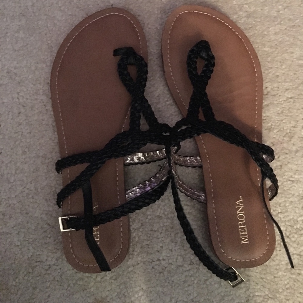 Black braided sandals