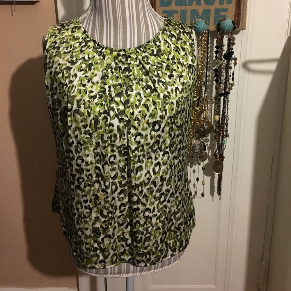 Shades of green animal print top