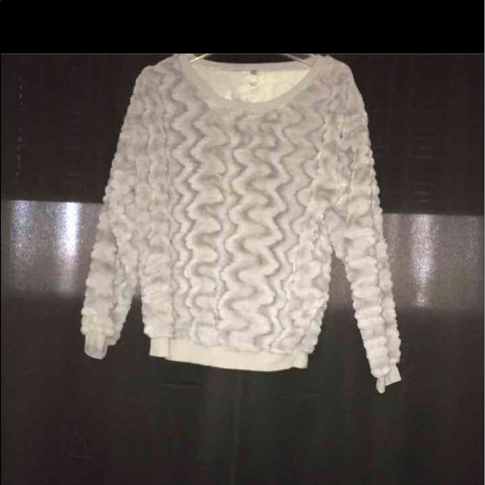 Womans' Faux Fur Pullover Top Gray XL