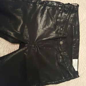 All Saints shiny black stretcch pant