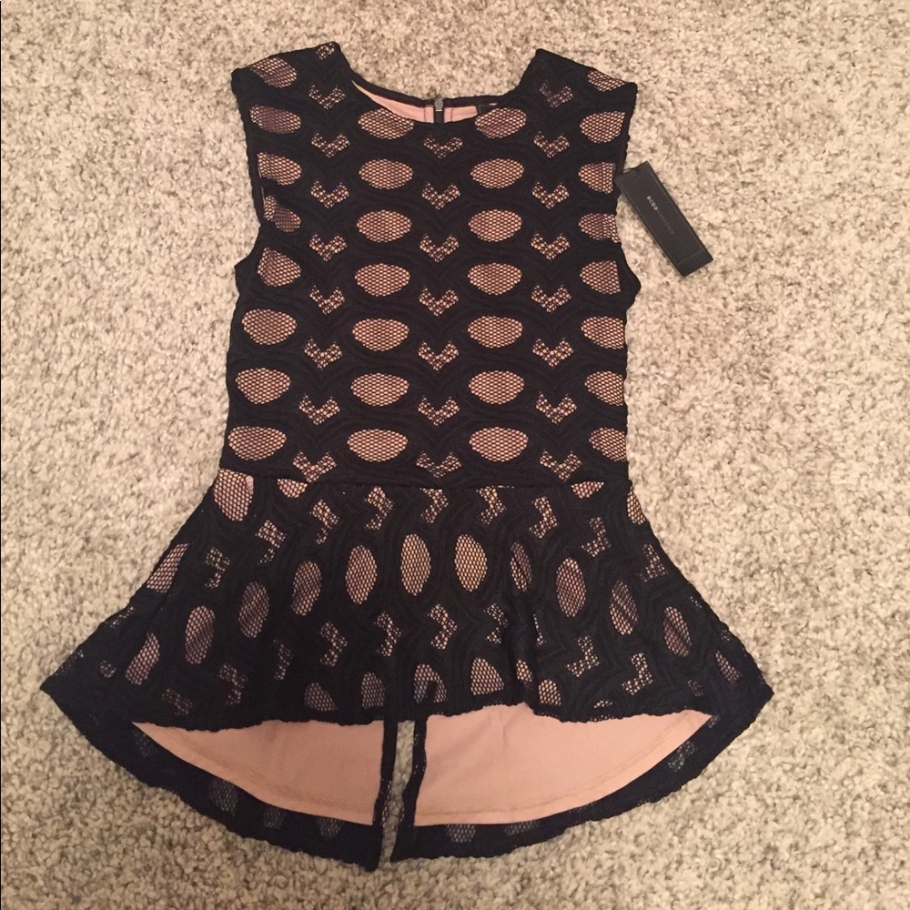NEW with tags! Peplum shirt- black and nude