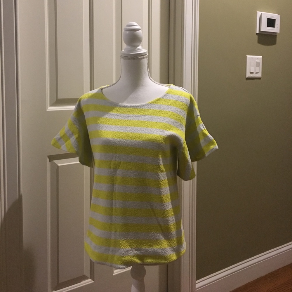 Striped Ruffle-Sleeve Top