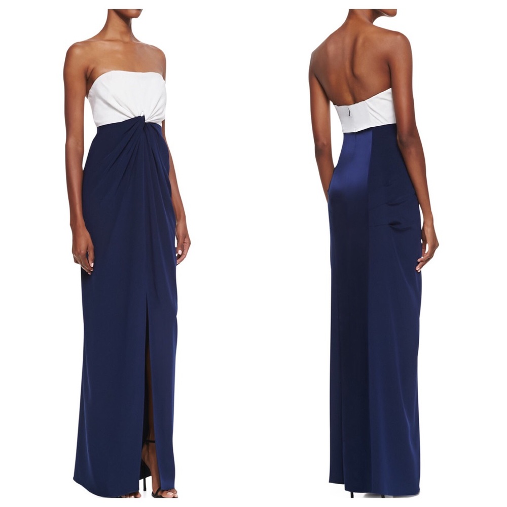 Catherine Malandrino Color Block Strapless Gown