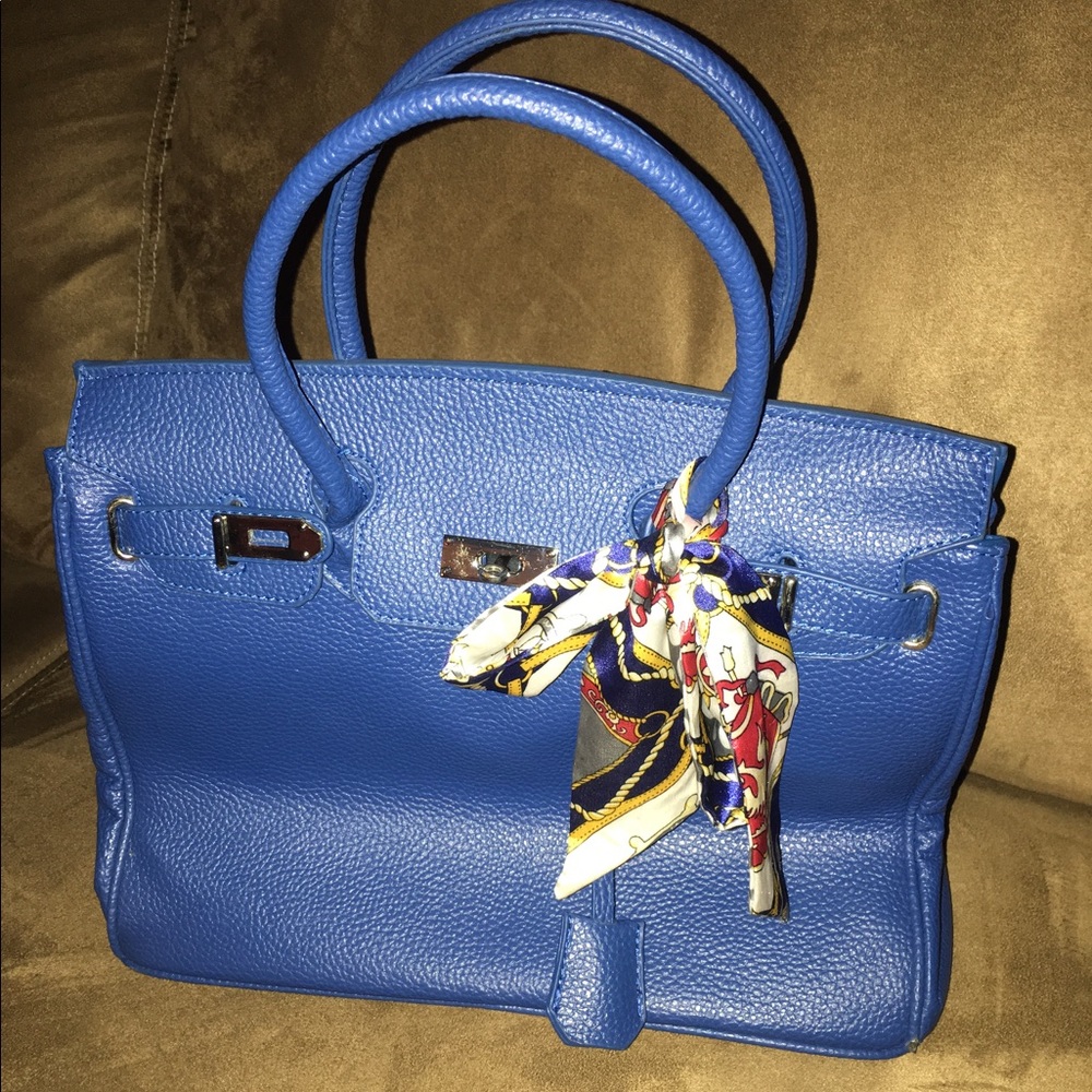 Gorgeous blue Birkin style bag