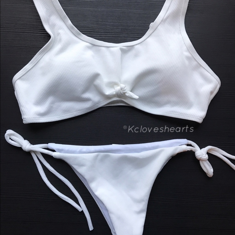White Ribbed Bikini - Picture 2 of 2