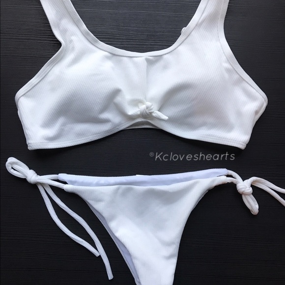 White Ribbed Bikini - Picture 2 of 2