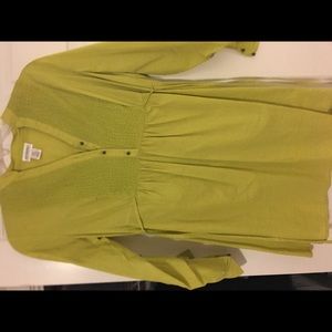 Lime Green long maternity button down shirt SMALL