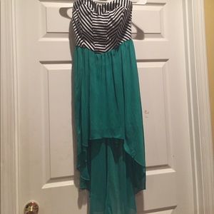 Green high low dress!
