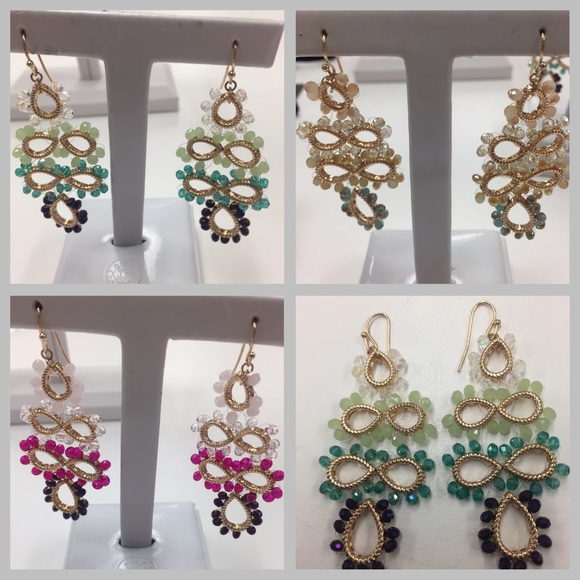 Hand crafted Wire wrapped Beaded Earrings, NWT - Picture 1 of 5