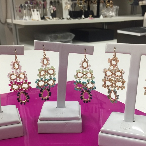 Hand crafted Wire wrapped Beaded Earrings, NWT - Picture 3 of 5