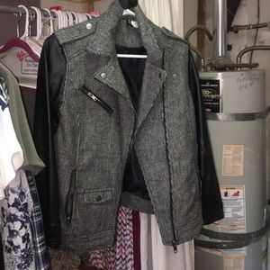 Cute tweed and leather jacket