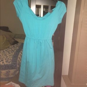 Teal cotton dress open back