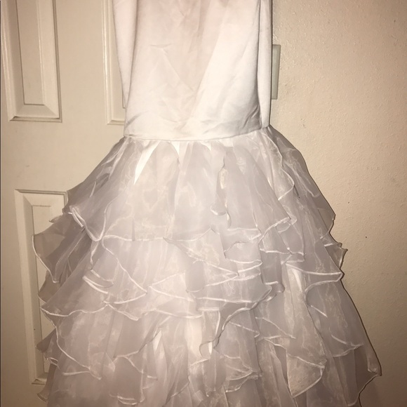 gold & white mermaid prom spaghetti strap dress - Picture 4 of 4