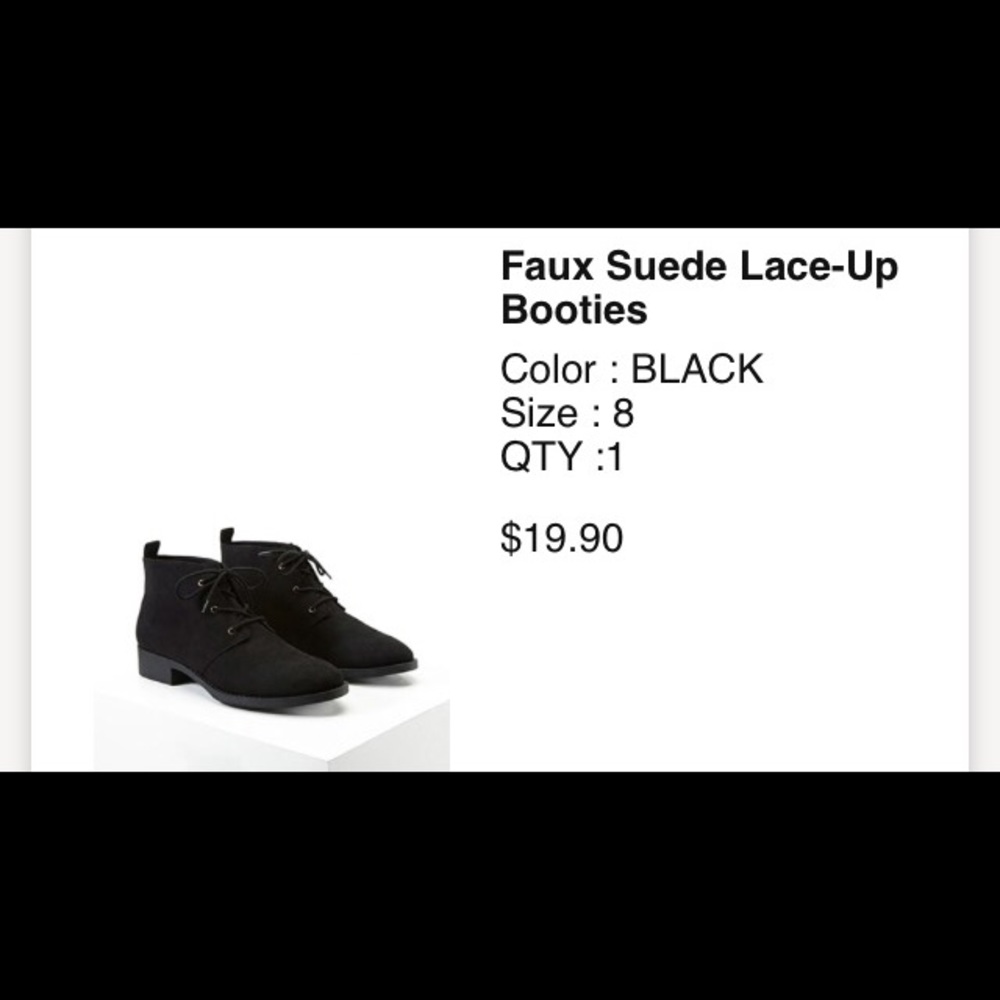 Forever 21 Black Suede Lace Up Booties