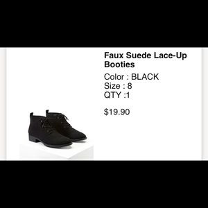Forever 21 Black Suede Lace Up Booties
