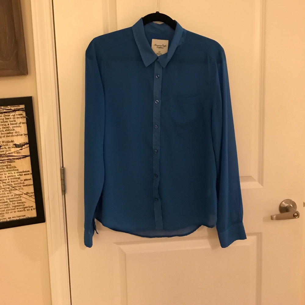 Blue Sheer Button Down