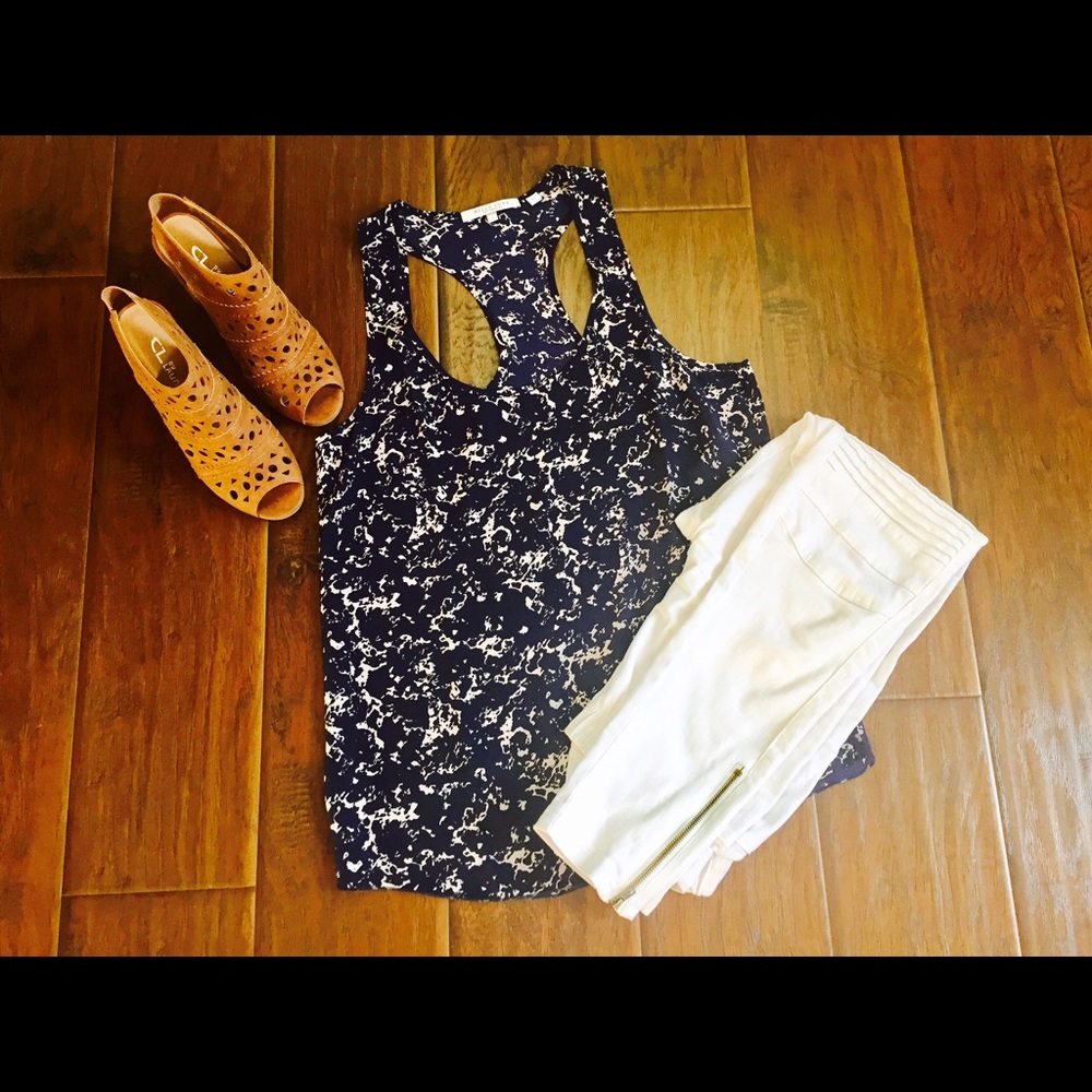 Navy Silk Tank / Blouse