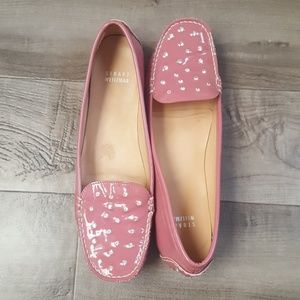 Stuart Weitzman pink patent sparkle loafers