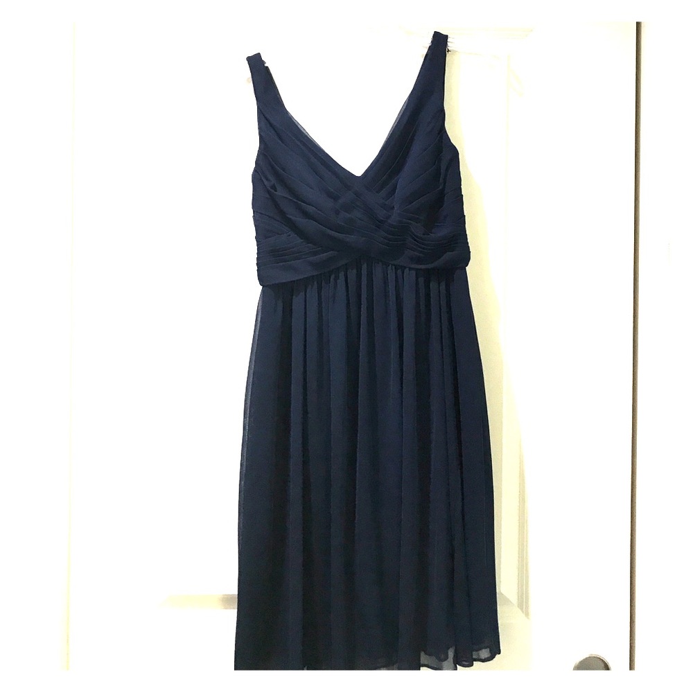 David's Bridal Navy Bridesmaid Dress