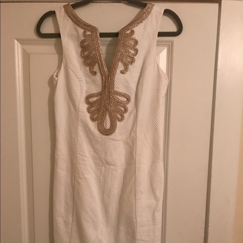 White Lilly dress with gold detail