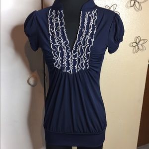 Blue Ruffle Top