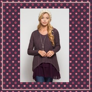 She and Sky Burgundy Chiffon Tunic