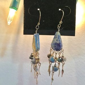 Silver earrings with blue stones