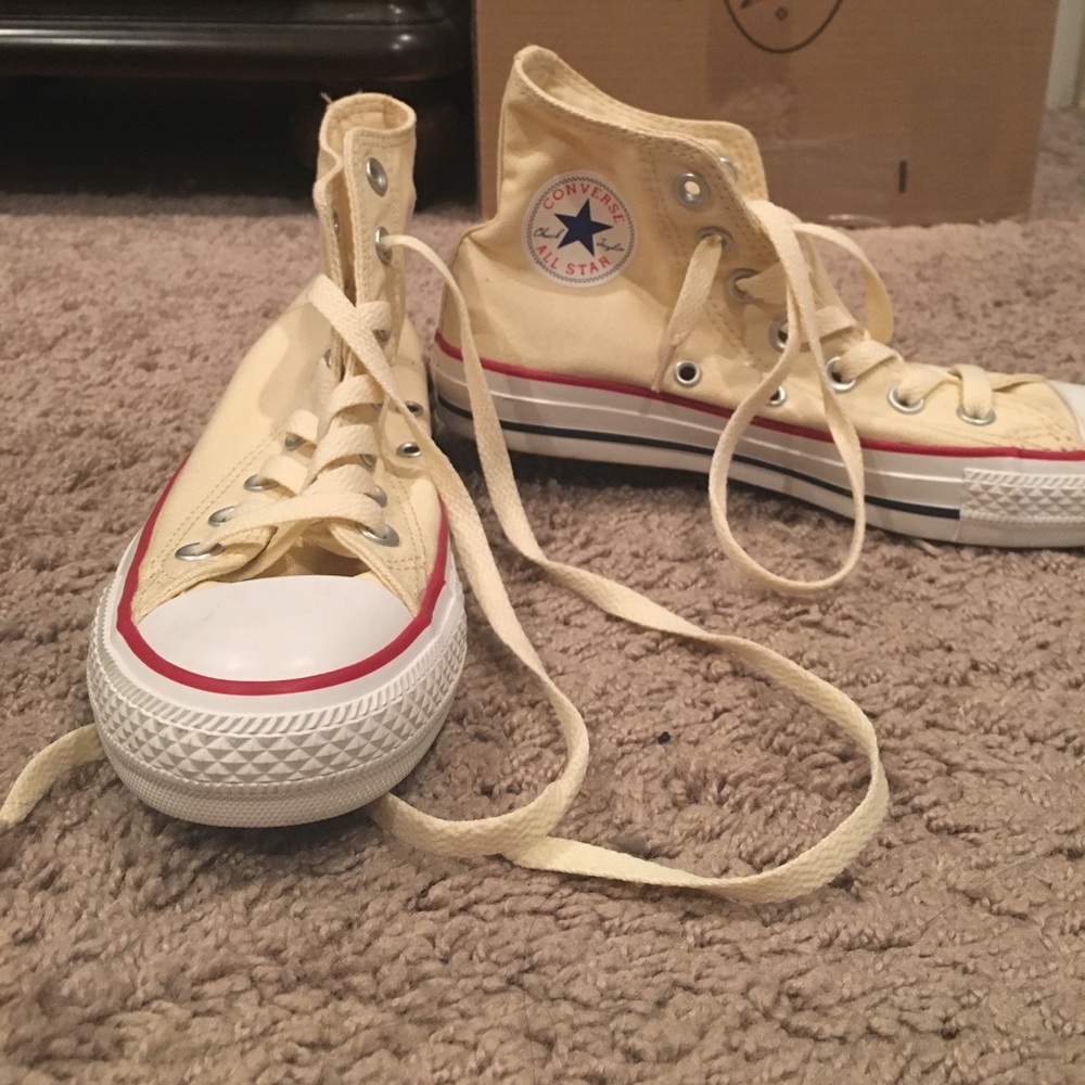Cream Converse High Tops