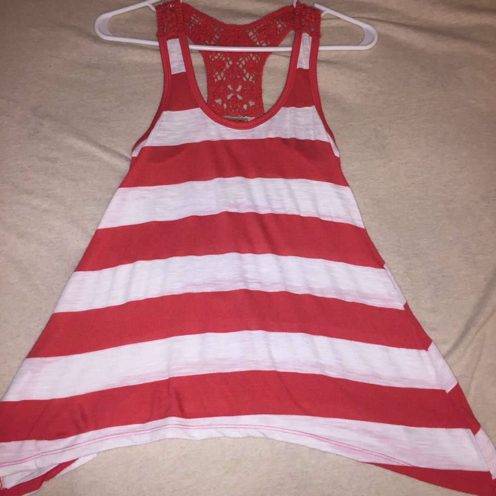 Mossimo pink and white striped racer back tank top