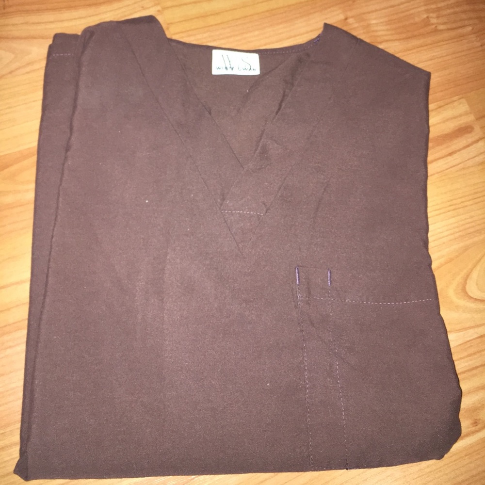XS Brown Short Sleeve Scrub Top