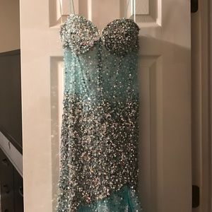 Sequence and pearl gown