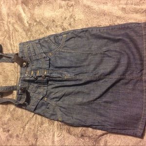 Denim skirt w attached suspenders