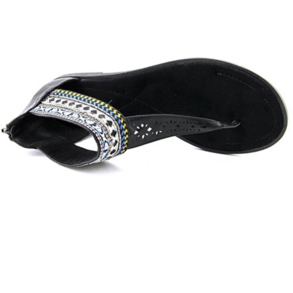 Boho Chic T-Strap Sandal with Bright Embroidery - Picture 4 of 4
