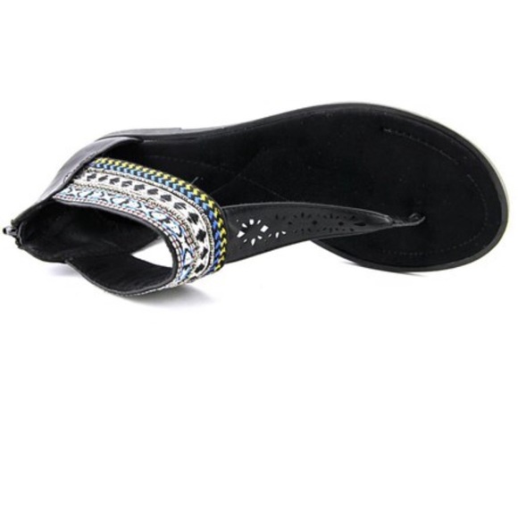 Boho Chic T-Strap Sandal with Bright Embroidery - Picture 4 of 4