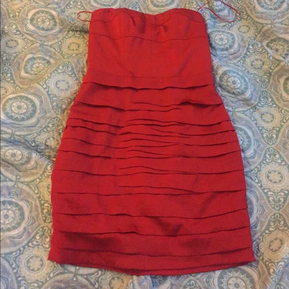 Strapless red dress from Express