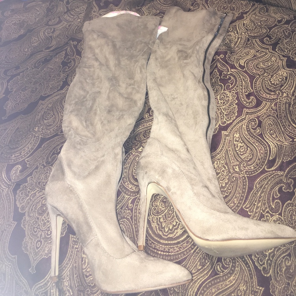 Suede thigh high boots