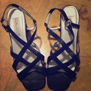 Black Calico leather sandals size 9