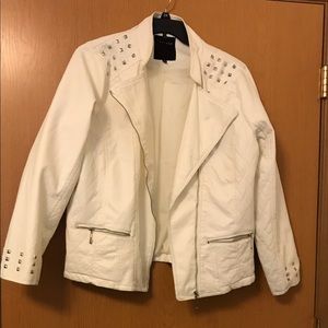 🛍 White studded Moto jacket