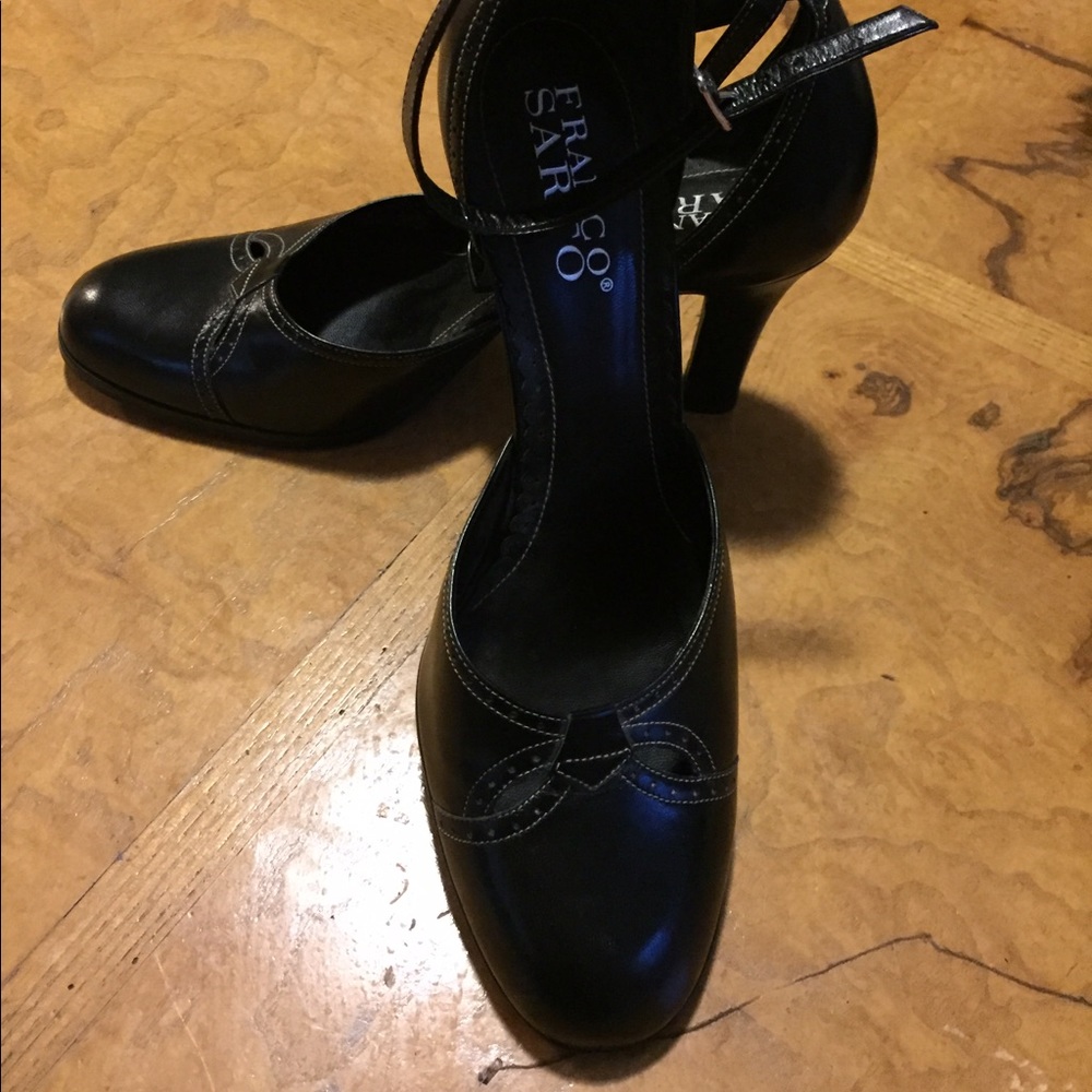 Franco Sarto black  heels, 3 in w/ ankle strap