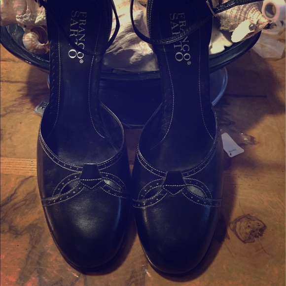 Franco Sarto black  heels, 3 in w/ ankle strap - Picture 2 of 4