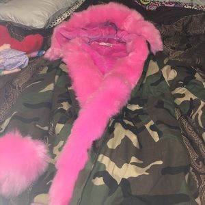 Faux fur camo parka