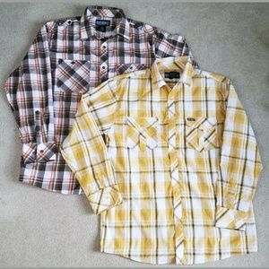 2 button up shirts long sleeve plaid REDBBQ mens
