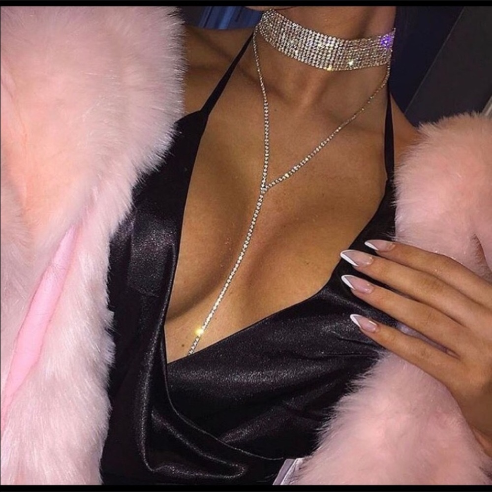 SALE diamond choker with drip chain •make an offer