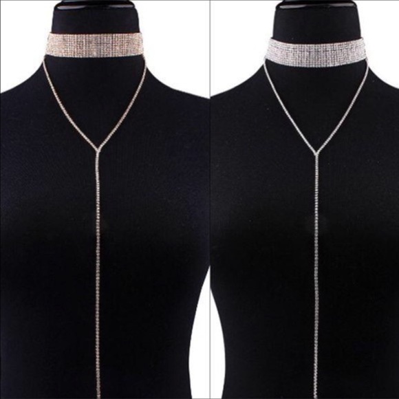 SALE diamond choker with drip chain •make an offer - Picture 2 of 7
