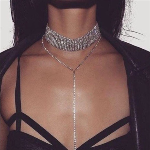 SALE diamond choker with drip chain •make an offer - Picture 3 of 7