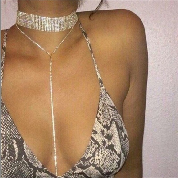 SALE diamond choker with drip chain •make an offer - Picture 6 of 7