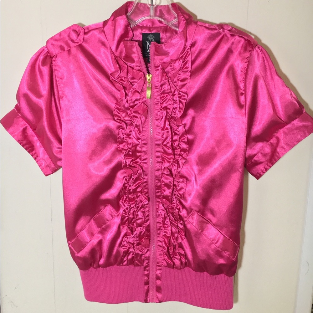 Beyoncé inspired silk pink short sleeve jacket